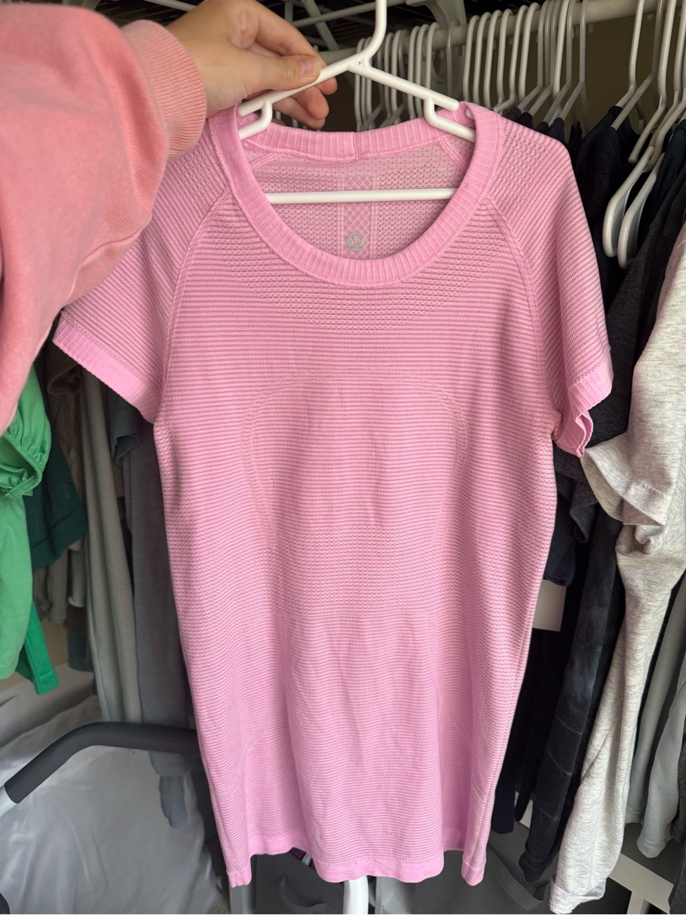 Light Pink Textured Short Sleeve Dress